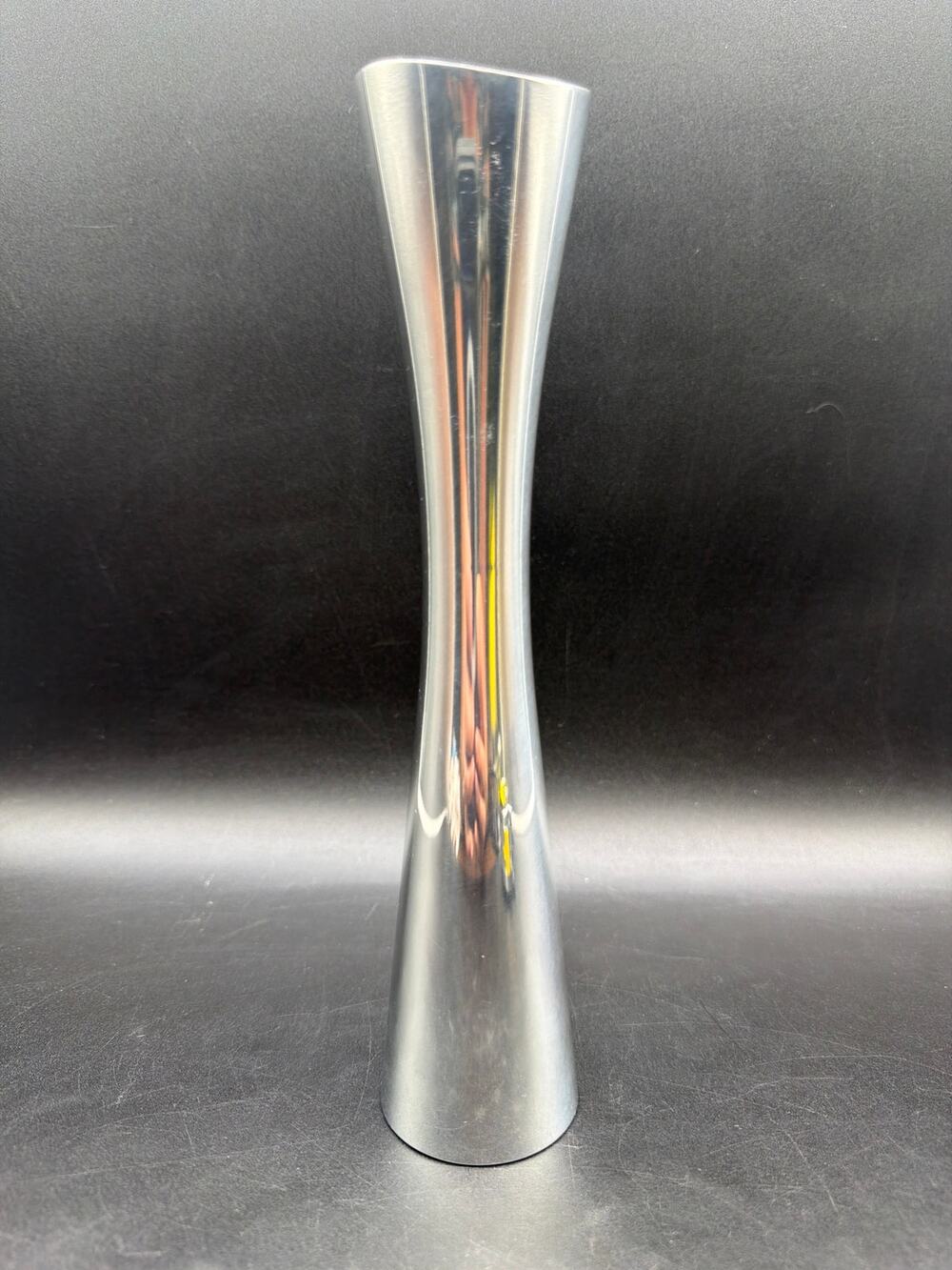 Vintage 1994 Nambé Studio #6077 sculptural bud vase designed by Karim Rashid